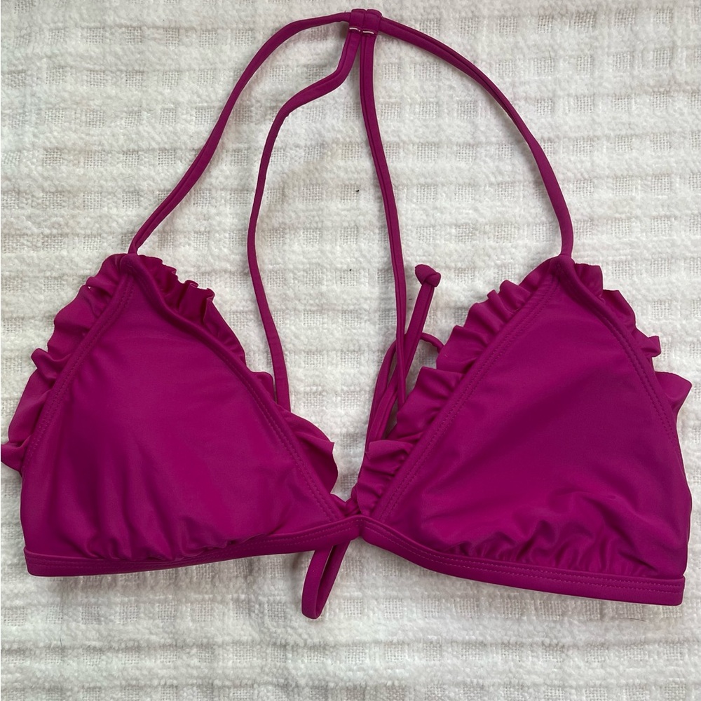 Ruffled Pink Bikini Top